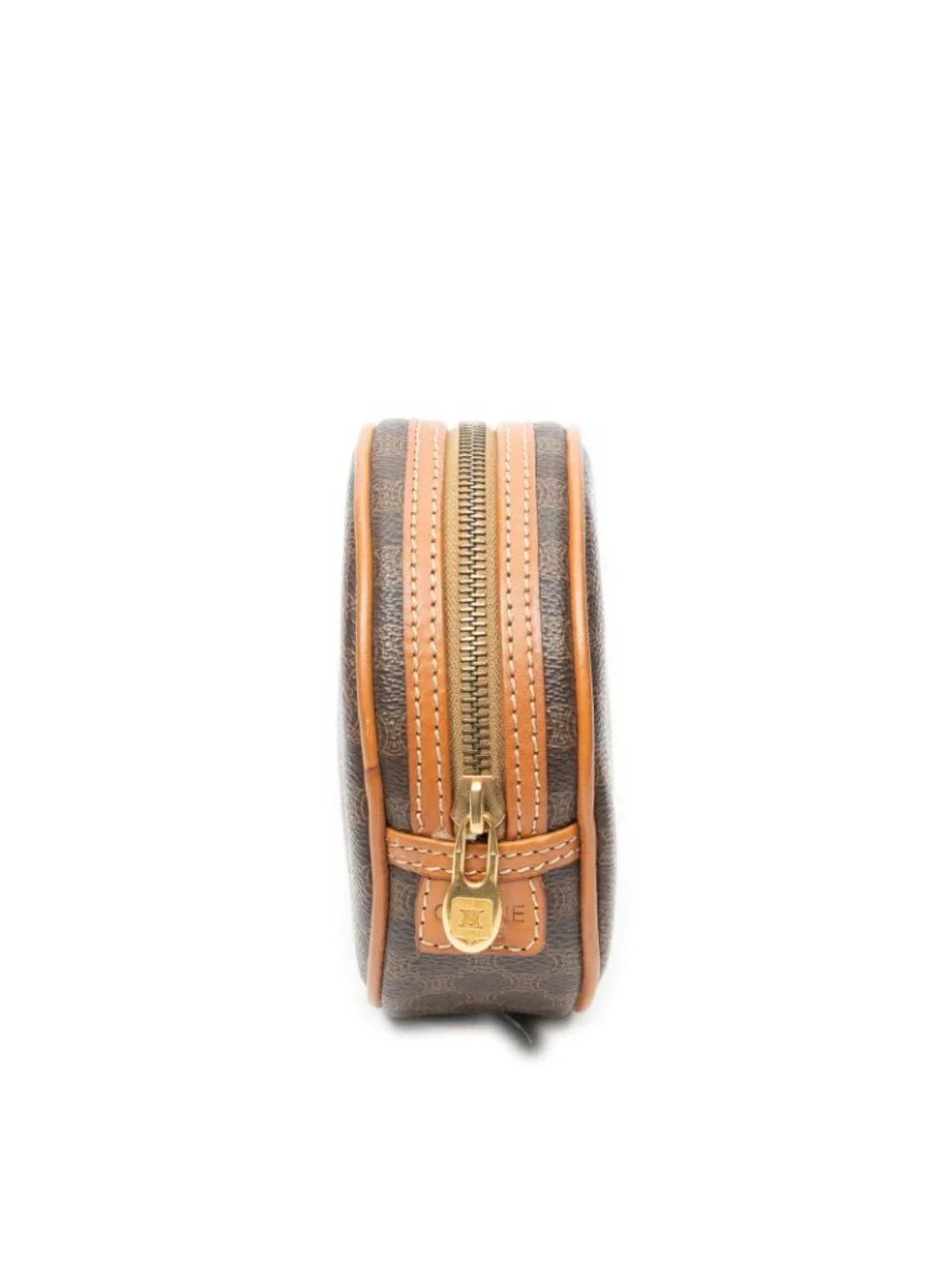 Celine Mini Round Pouch Brown Macadam Canvas